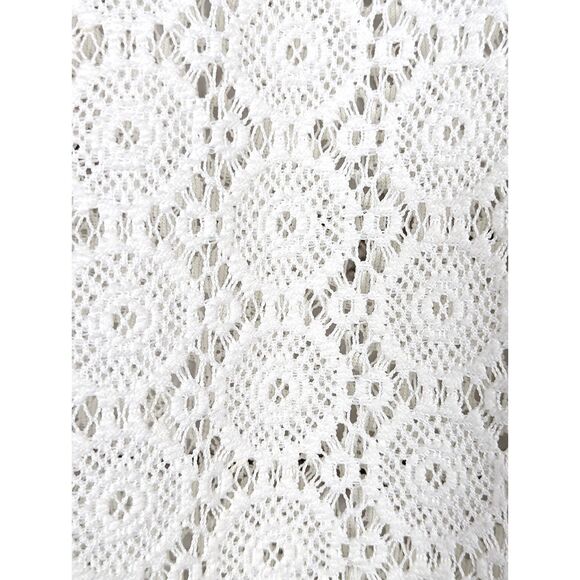 CHICO'S Boho Cottage Coastal Ivory Crochet Medallion Lace Top Size 2 (L/12) - Picture 4 of 7